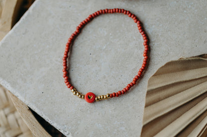 Herz Perlenarmband in rot