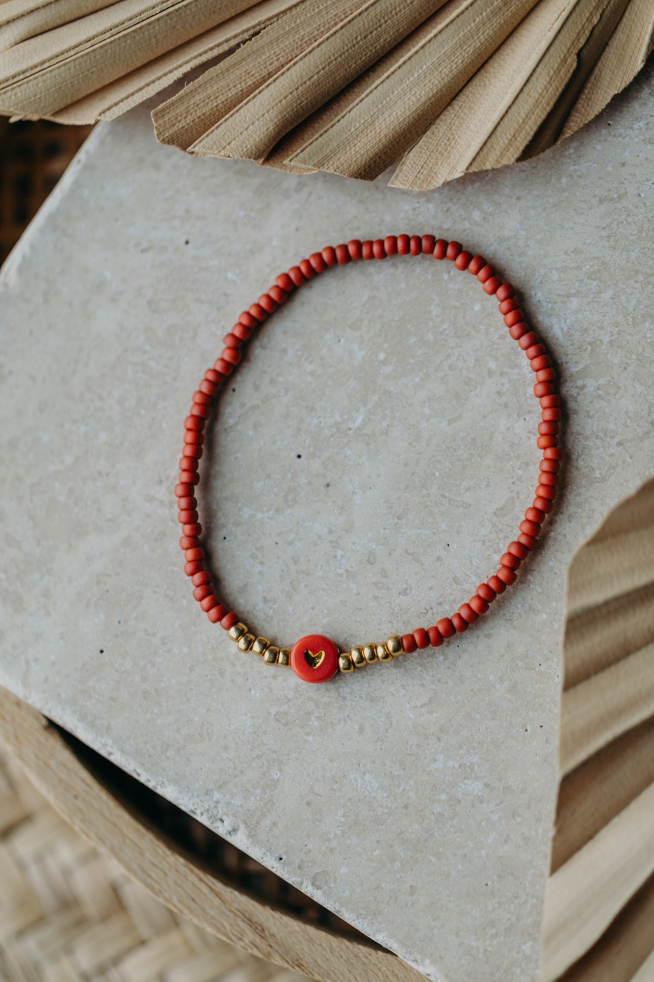 Herz Perlenarmband in rot