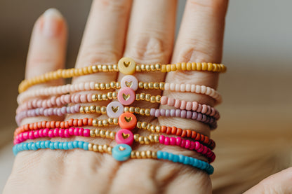Herz Perlenarmband in pink