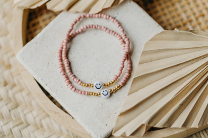 Smiley Perlenarmband in Mauve
