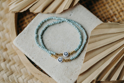 Smiley Perlenarmband in Mint