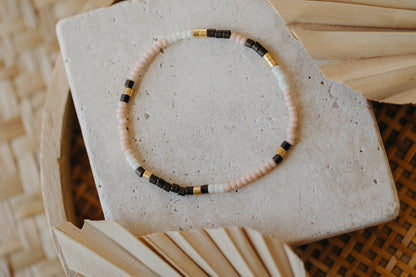 two-tone glass bead bracelet blue &amp;amp; cream