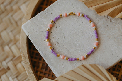 two-tone glass bead bracelet blue &amp;amp; cream