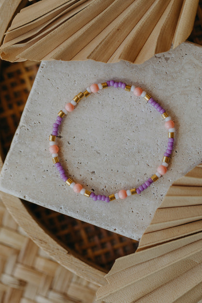 two-tone glass bead bracelet blue &amp;amp; cream