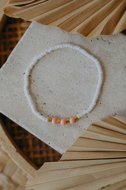 two-tone glass bead bracelet blue &amp;amp; cream