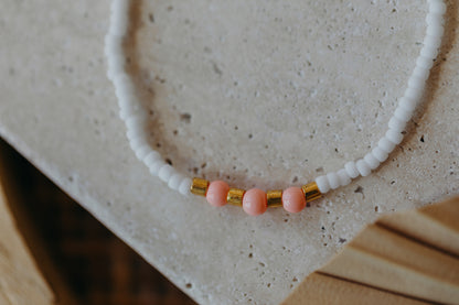 two-tone glass bead bracelet blue &amp;amp; cream