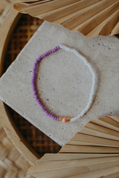 two-tone glass bead bracelet blue &amp;amp; cream