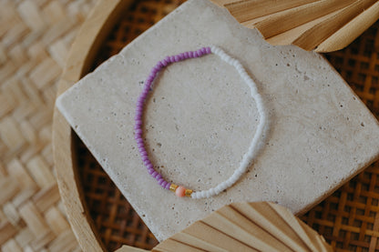 two-tone glass bead bracelet blue &amp;amp; cream