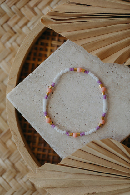 two-tone glass bead bracelet blue &amp;amp; cream