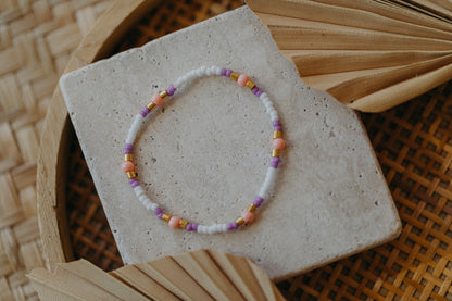 two-tone glass bead bracelet blue &amp;amp; cream