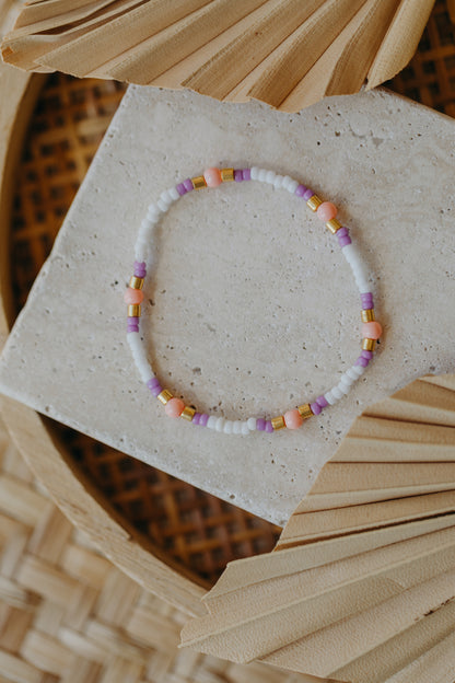 two-tone glass bead bracelet blue &amp;amp; cream