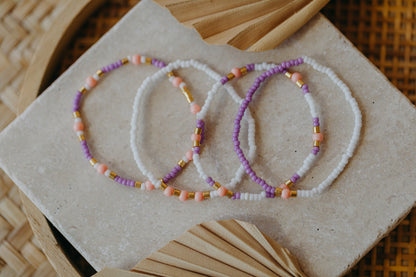 two-tone glass bead bracelet blue &amp;amp; cream