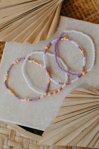 two-tone glass bead bracelet blue &amp;amp; cream