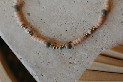 two-tone glass bead bracelet blue &amp;amp; cream