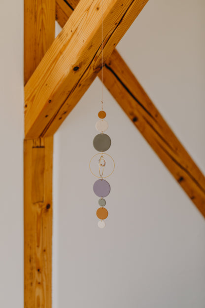 Suncatcher with dots cream, purple, brown and green 