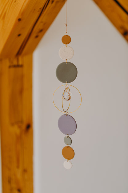 Suncatcher with dots cream, purple, brown and green 