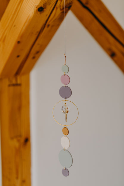 Suncatcher with dots cream, purple, brown and green 