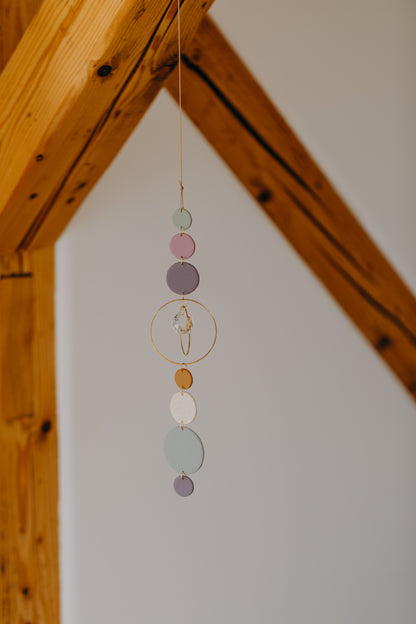 Suncatcher with dots cream, purple, brown and green 