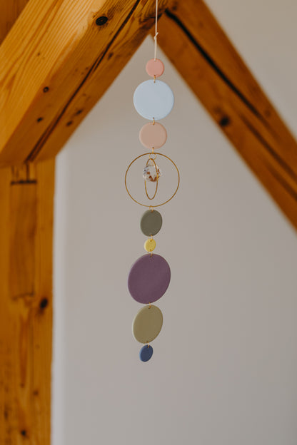 Suncatcher with dots cream, purple, brown and green 
