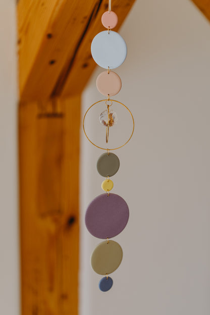 Suncatcher with dots cream, purple, brown and green 