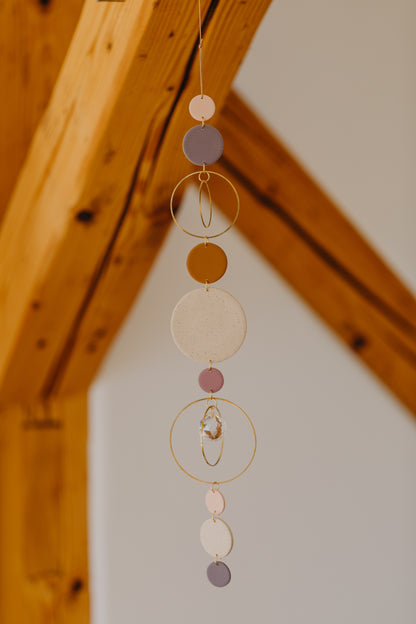 Sonnenfänger 002 mit Punkten in rosa, lila, cognac und kalk