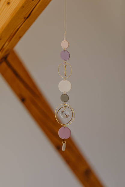 Suncatcher with dots cream, purple, brown and green 