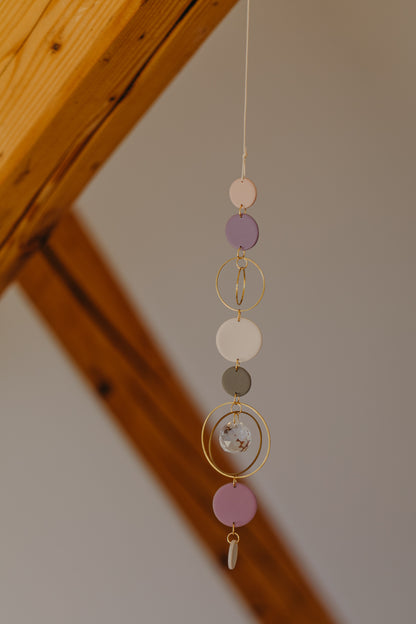 Suncatcher with dots cream, purple, brown and green 