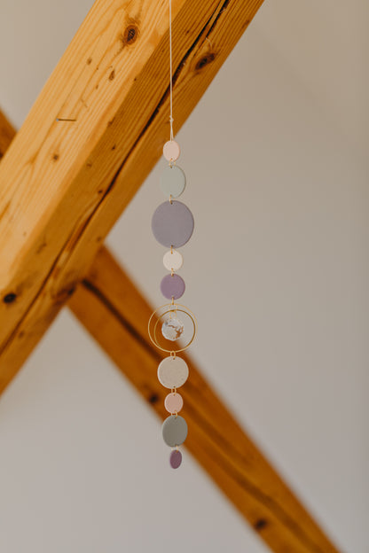 Suncatcher with dots cream, purple, brown and green 