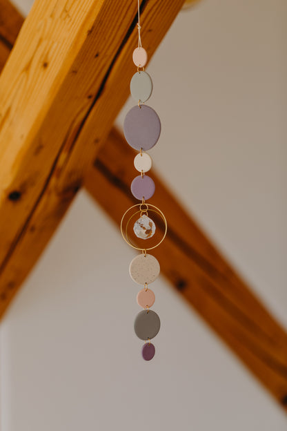Suncatcher with dots cream, purple, brown and green 