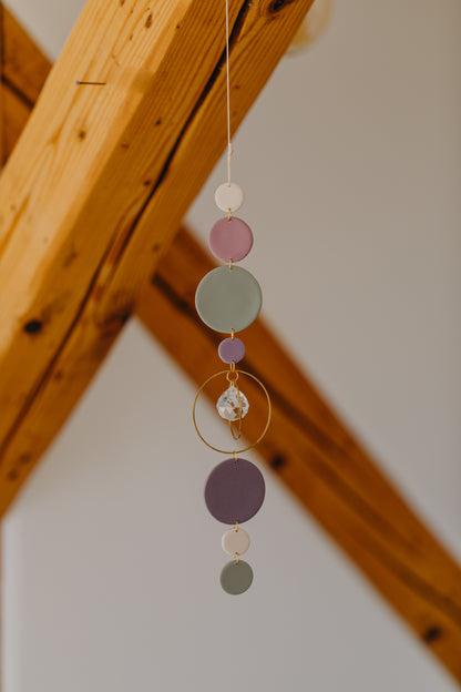 Suncatcher with dots cream, purple, brown and green 