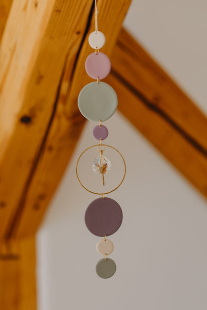 Suncatcher with dots cream, purple, brown and green 