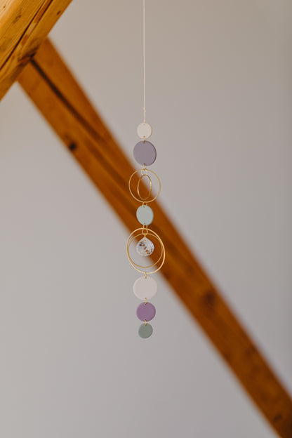 Suncatcher with dots cream, purple, brown and green 
