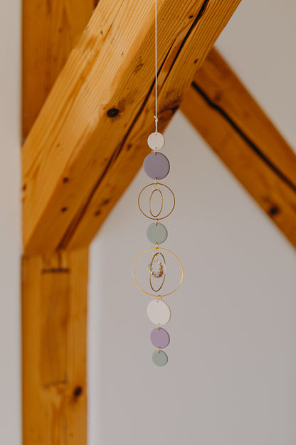 Suncatcher with dots cream, purple, brown and green 