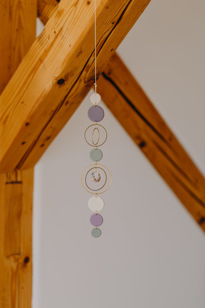 Suncatcher with dots cream, purple, brown and green 