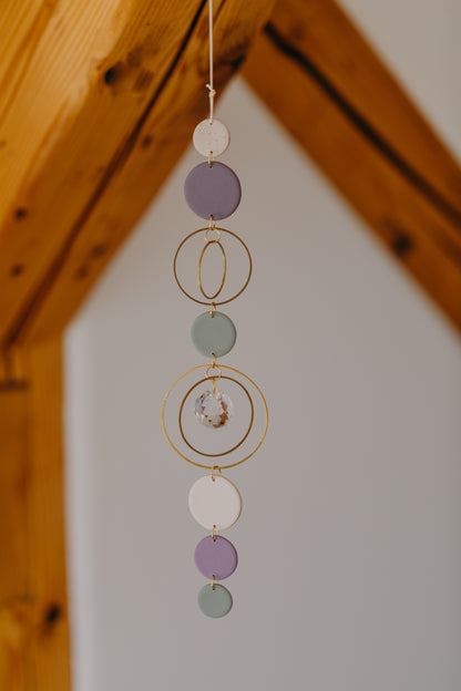 Suncatcher with dots cream, purple, brown and green 