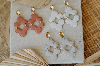 NALEEN - große Boho Ohrringe in hellem Terrakotta