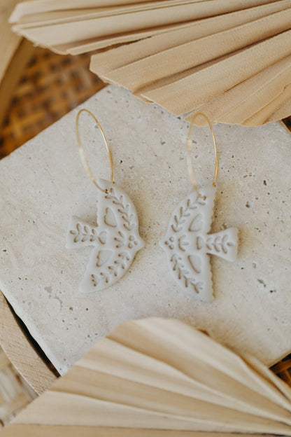 NAYLA - Bird hoop earrings in chalk color