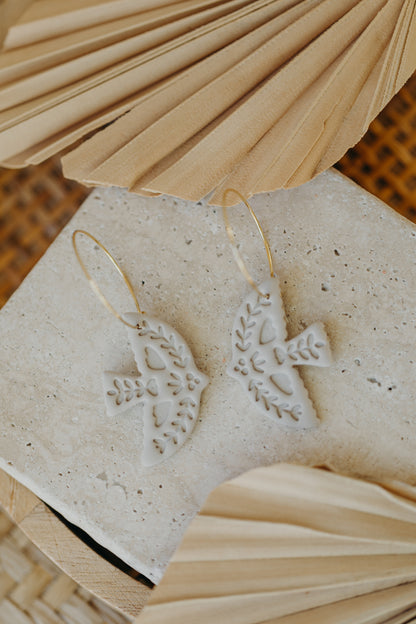 NAYLA - Bird hoop earrings in chalk color