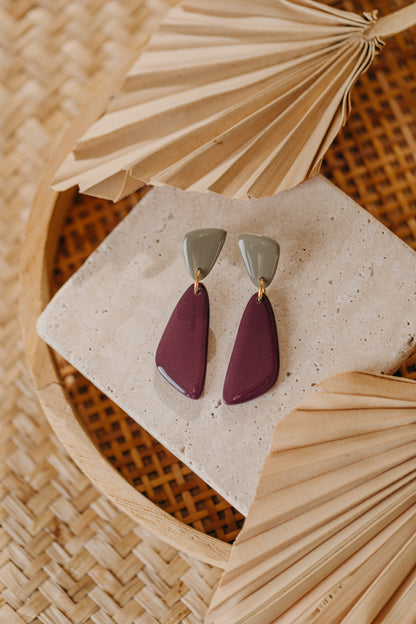 NIA - zweifarbige länglich glänzende Ohrringe aus Polymer Ton
