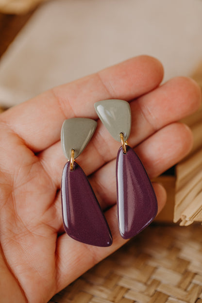 NIA - zweifarbige länglich glänzende Ohrringe aus Polymer Ton