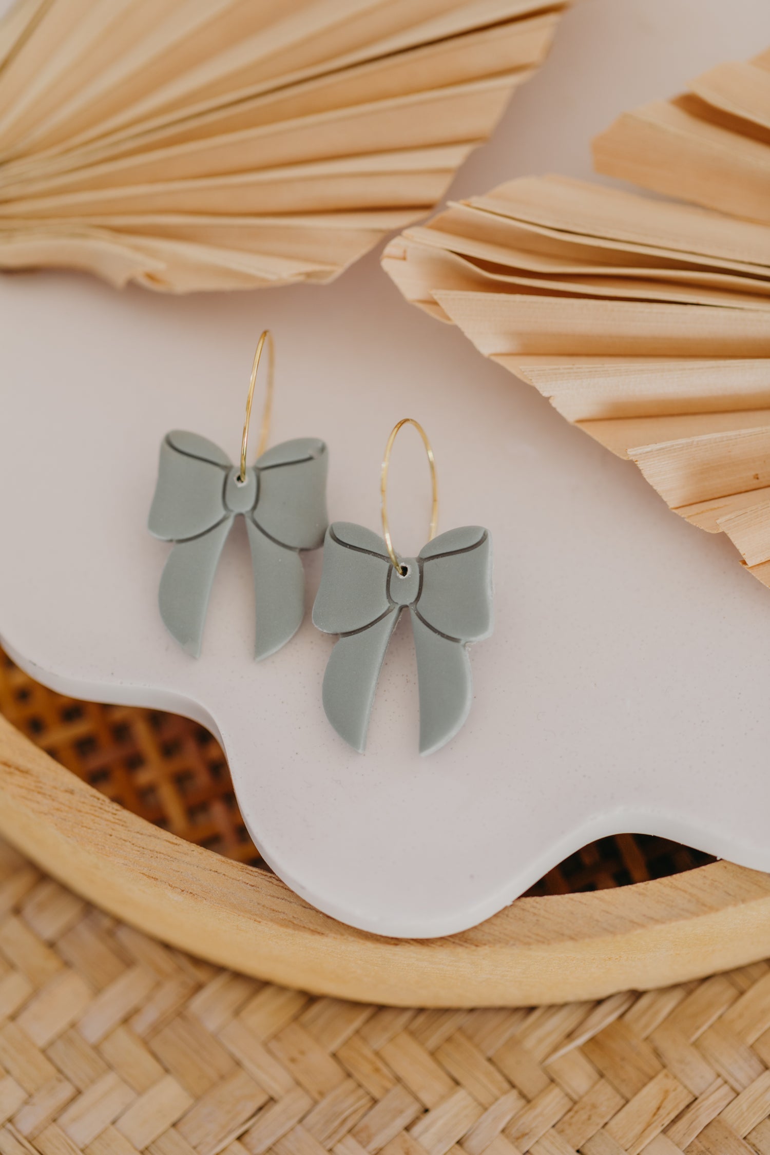 Polymer Clay Earring in Eucalyptus Green