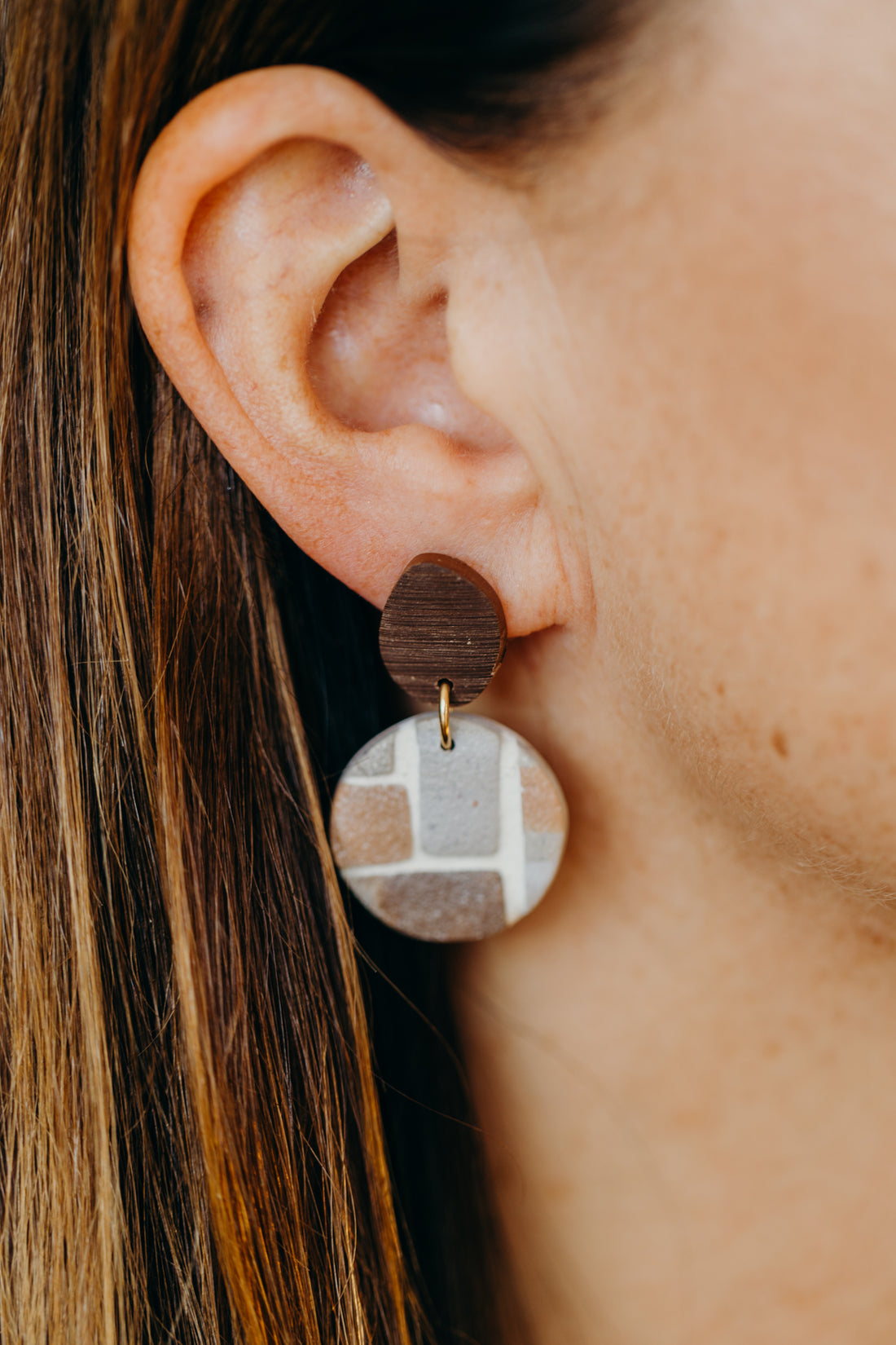 Polymer clay earrings in brick look