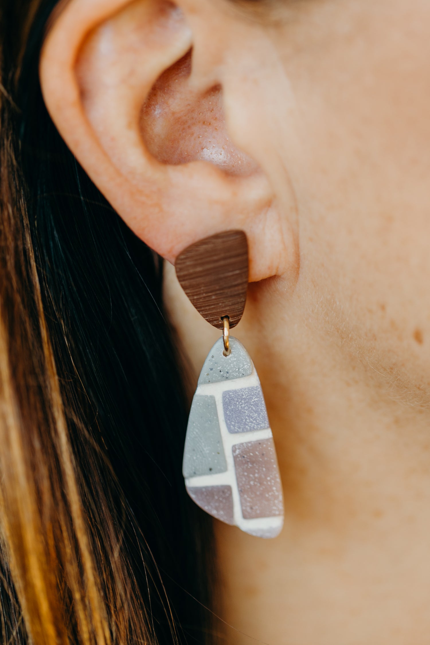 Polymer clay earrings in brick look