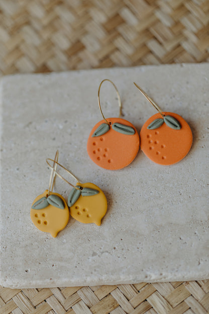 Orangen Creolen aus Polymer Ton