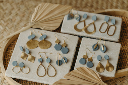 PIA - Hoop earrings with drop polymer clay and brass pendant