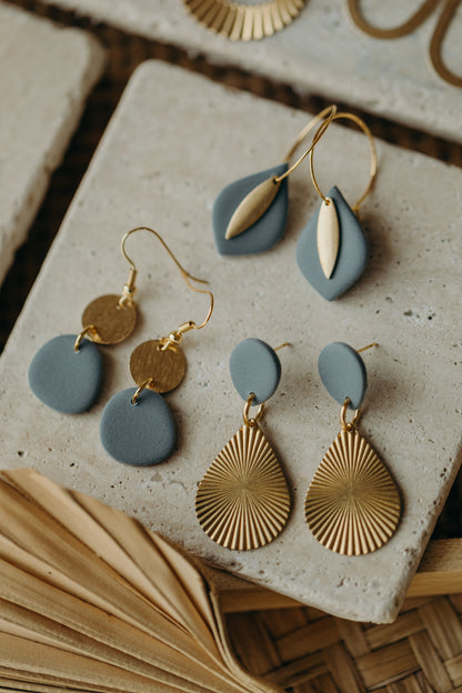 PIA - Hoop earrings with drop polymer clay and brass pendant