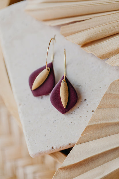 PIA - Tropfen Creolen aus Polymer Ton in Merlot