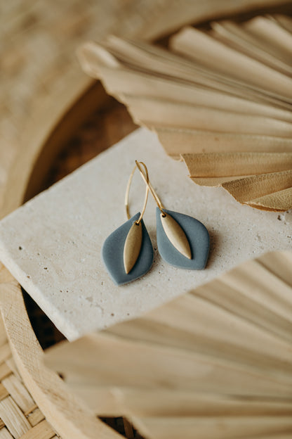 PIA - Hoop earrings with drop polymer clay and brass pendant