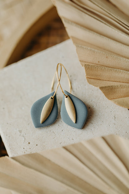 PIA - Hoop earrings with drop polymer clay and brass pendant