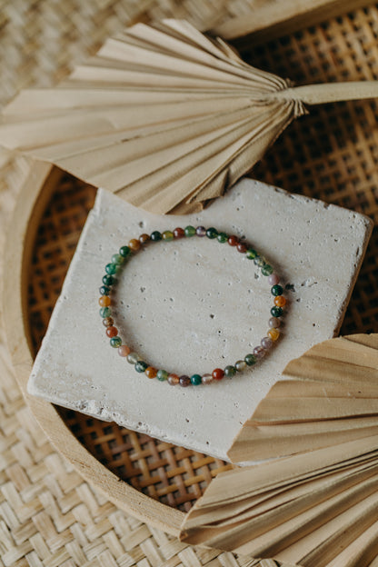 Armband mit bunten Achat Edelstein Perlen (4 mm)